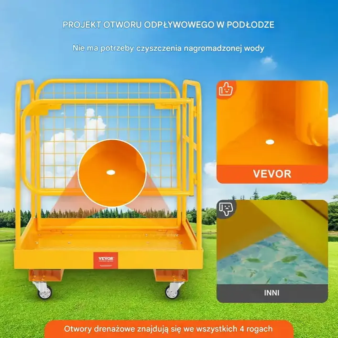 Klatka robocza do wózka widłowego 544kg składana 91×91cm prace na wysokości - obrazek 5