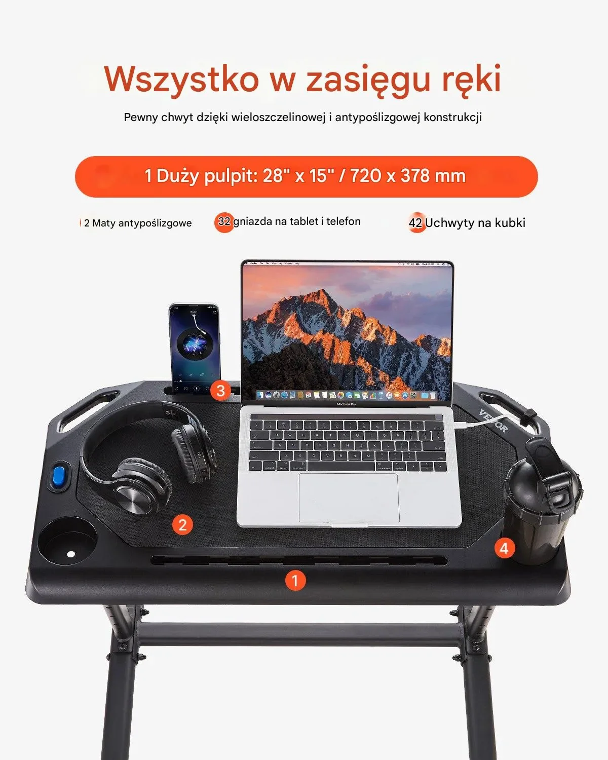 Biurko treningowe rowerowe – mobilne, składane, z blokowanymi kółkami - obrazek 2