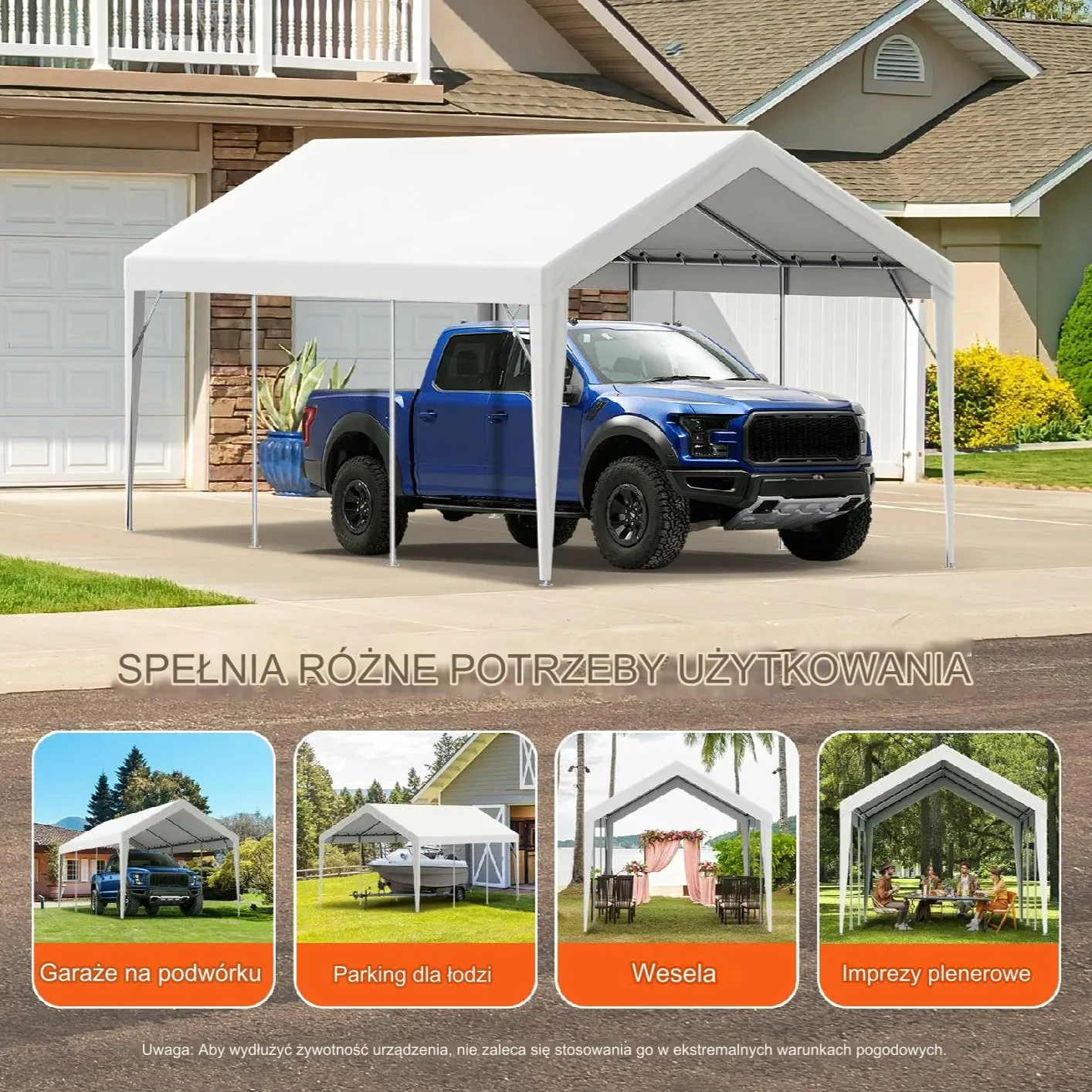 Wymienna Wiata do Garażu Biała - obrazek 6