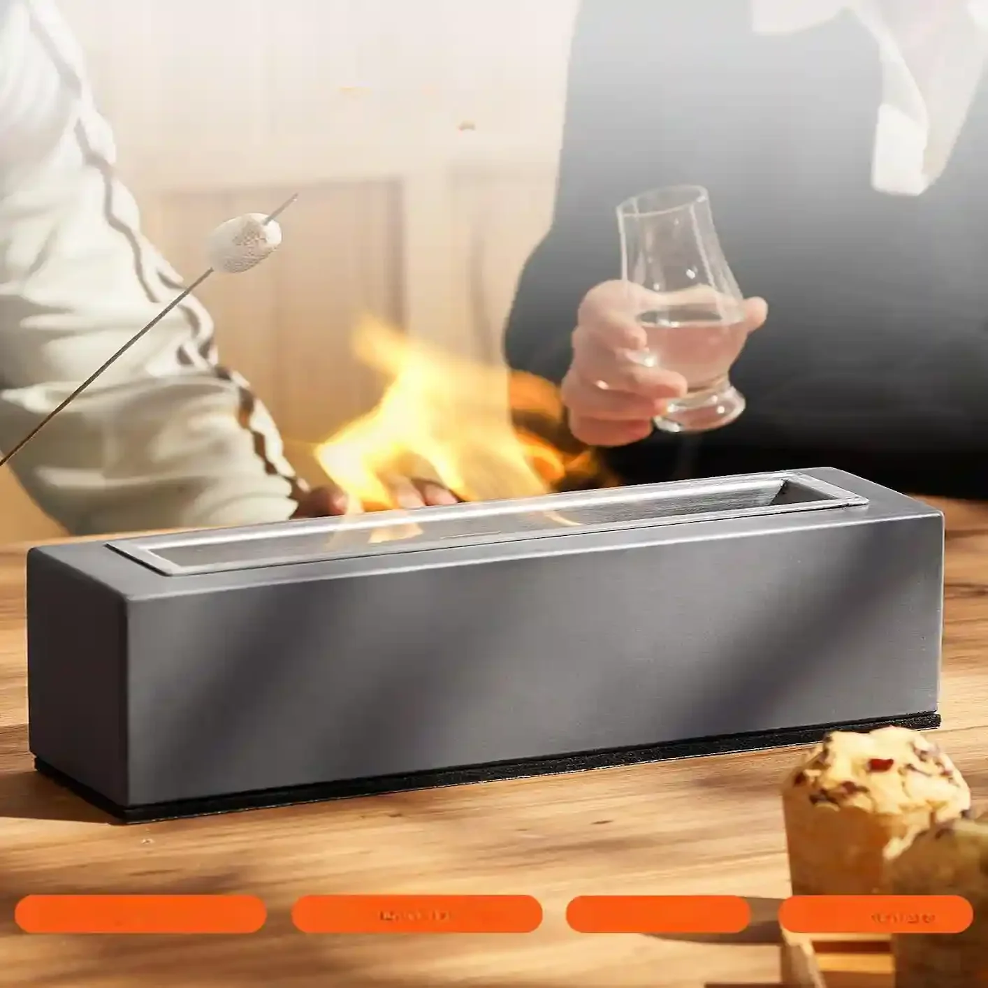 Biokominek kominek wolnostojący na taras stół szyba ogrodowy stojący 38cm - obrazek 4