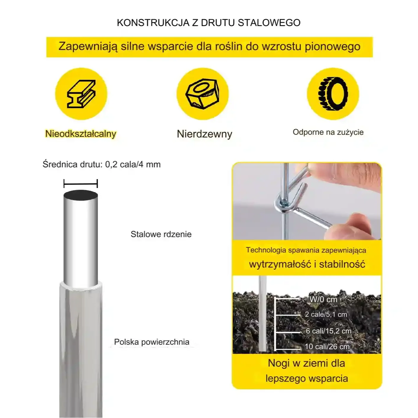 PODPÓRKI TYCZKI DO POMIDORÓW RÓŻ PERGOLA ROŚLIN KWIATY 5 SZT. - obrazek 2