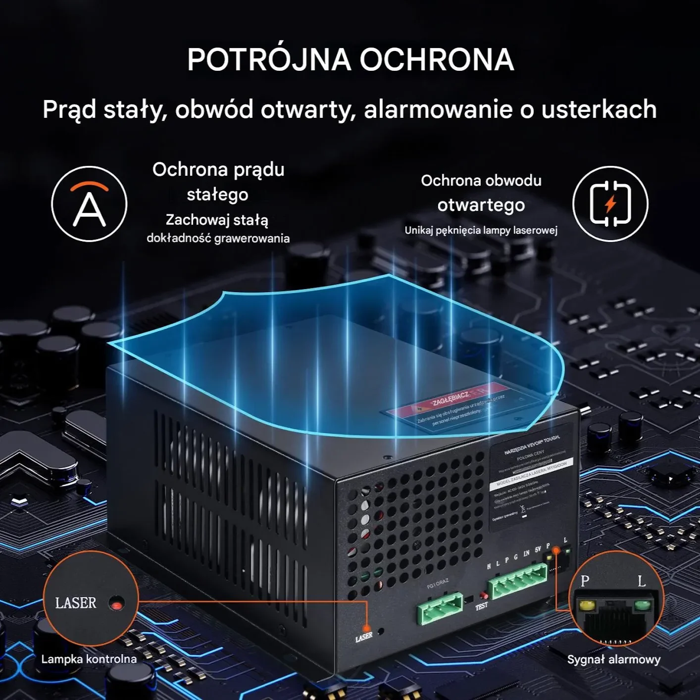 Zasilacz do tuby laserowej CO2 100W do grawerek, cutterów, ploterów - obrazek 3