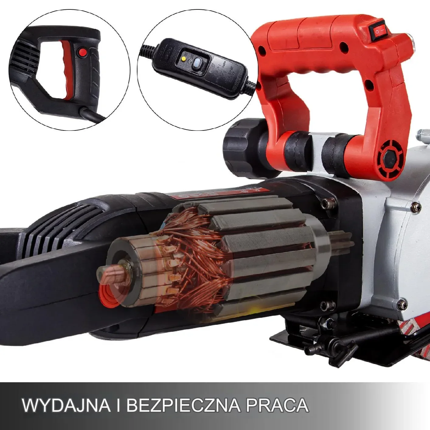 Bruzdownica do ścian betonu przecinarka 2500W laser 5 tarcz głębokość 34mm - obrazek 6