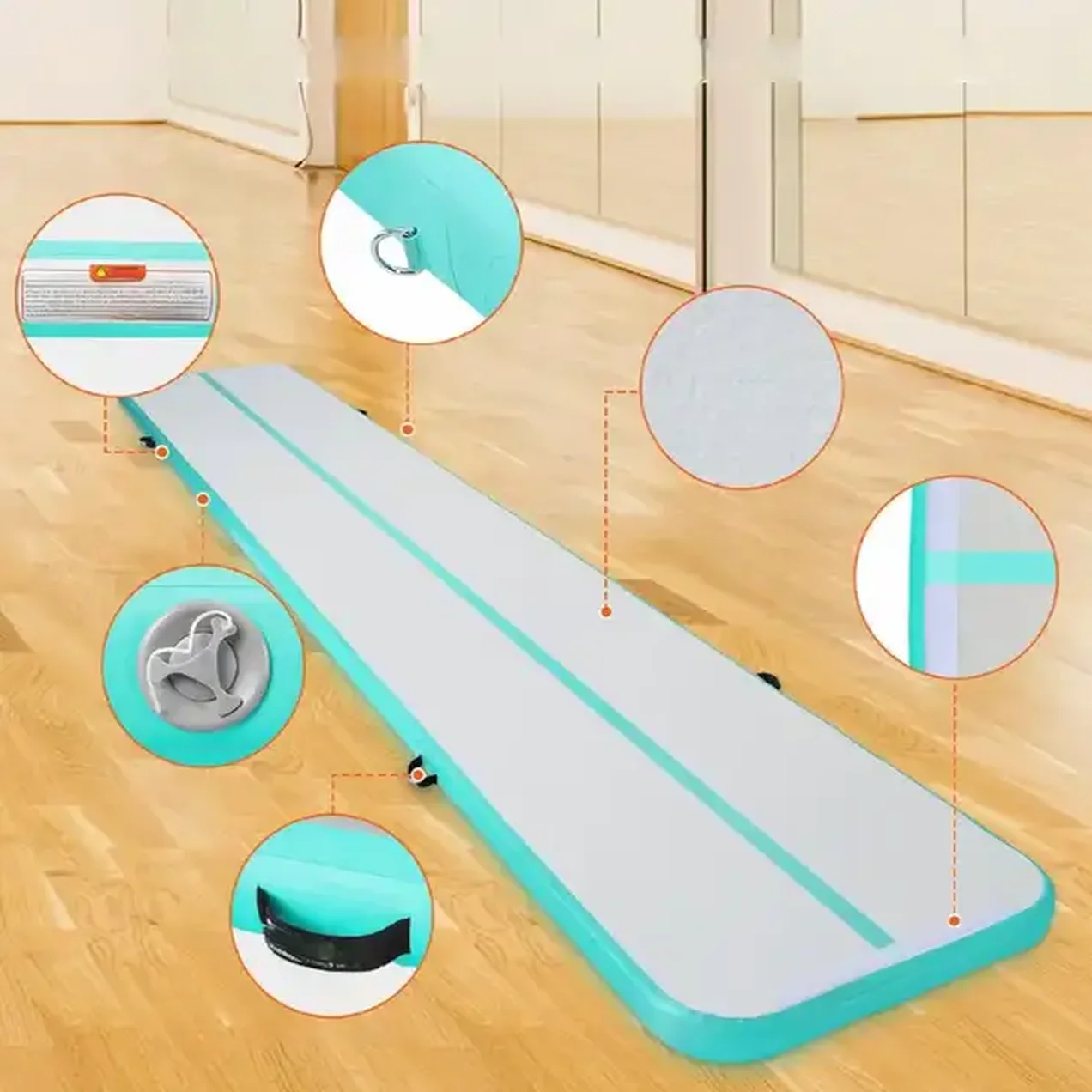 MATA GIMNASTYCZNA DMUCHANA ŚCIEŻKA AKROBATYCZNA MATERAC ĆWICZEŃ 6 M - obrazek 3