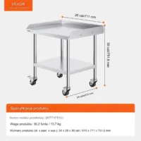 Stół gastronomiczny nierdzewny 61x71cm na kółkach mobilny blat hartowany