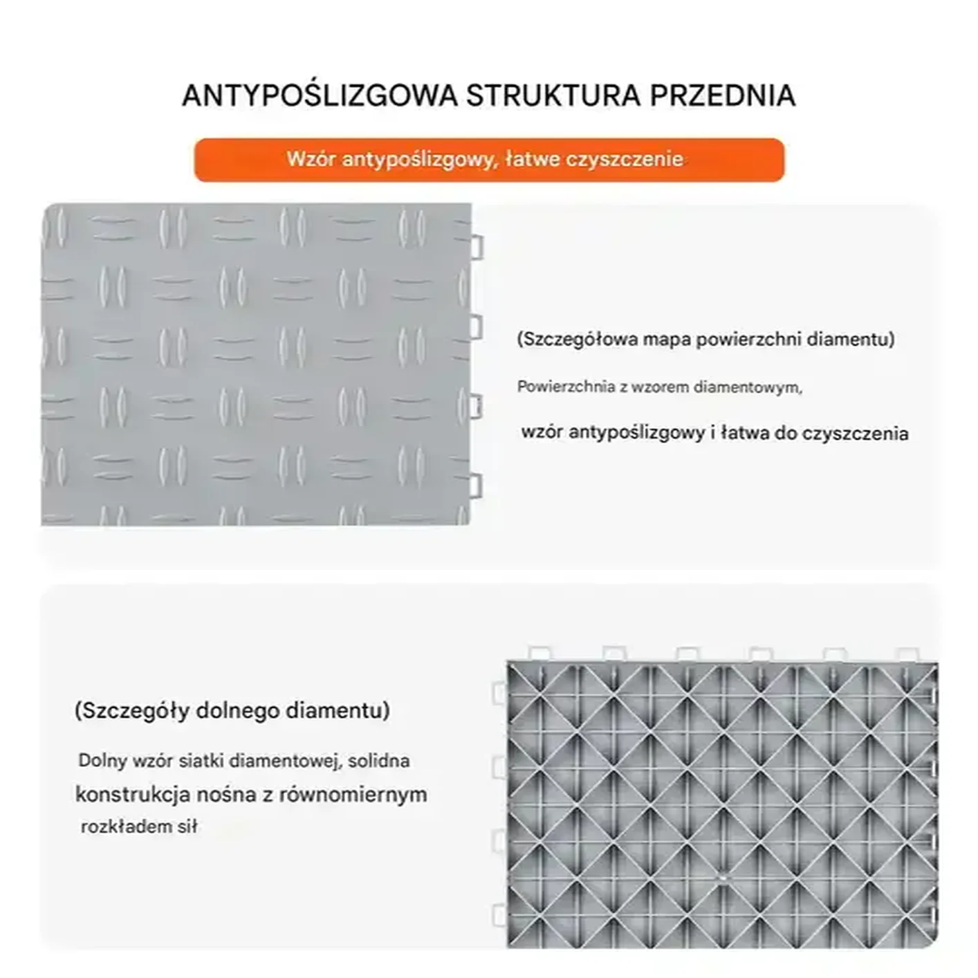 Płytki garażowe 12x12 antypoślizgowe 25szt odporne do warsztatu srebrne - obrazek 4
