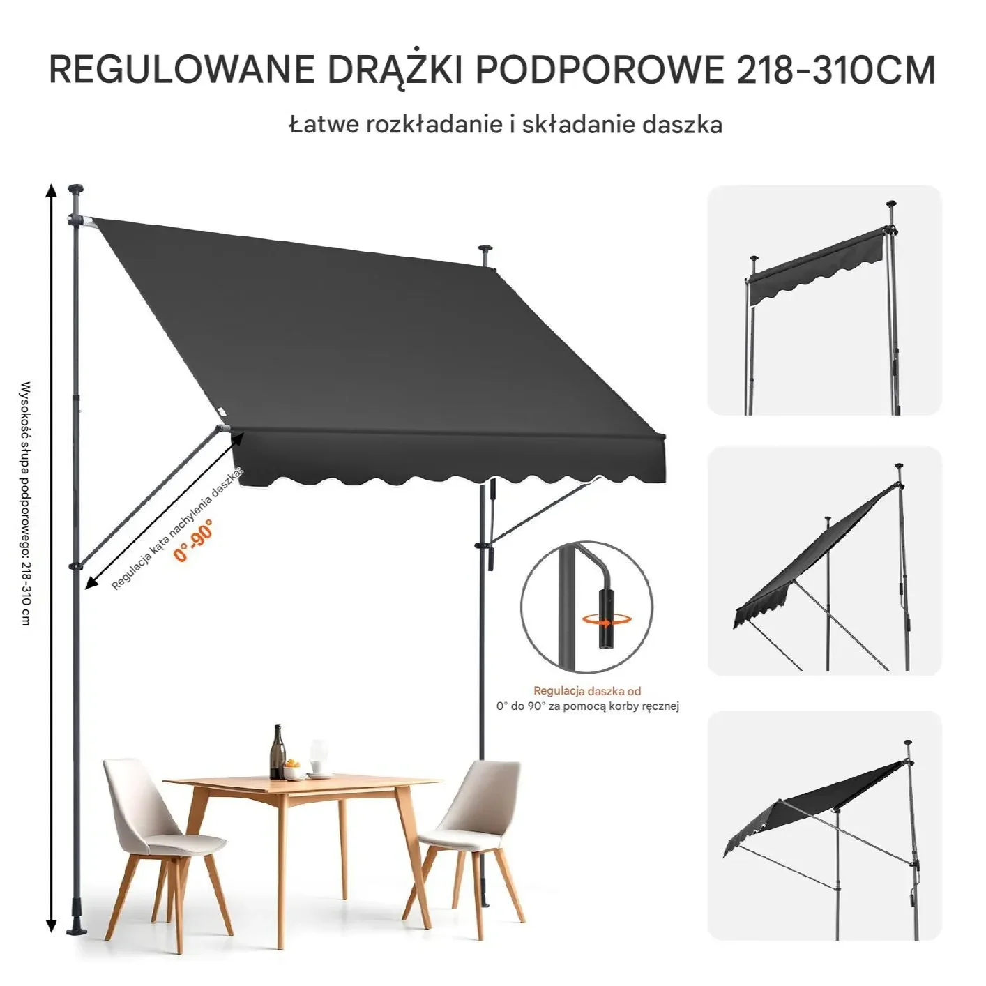 Markiza Tarasowa 250 x 120 cm z Korbą Ręczną - obrazek 2