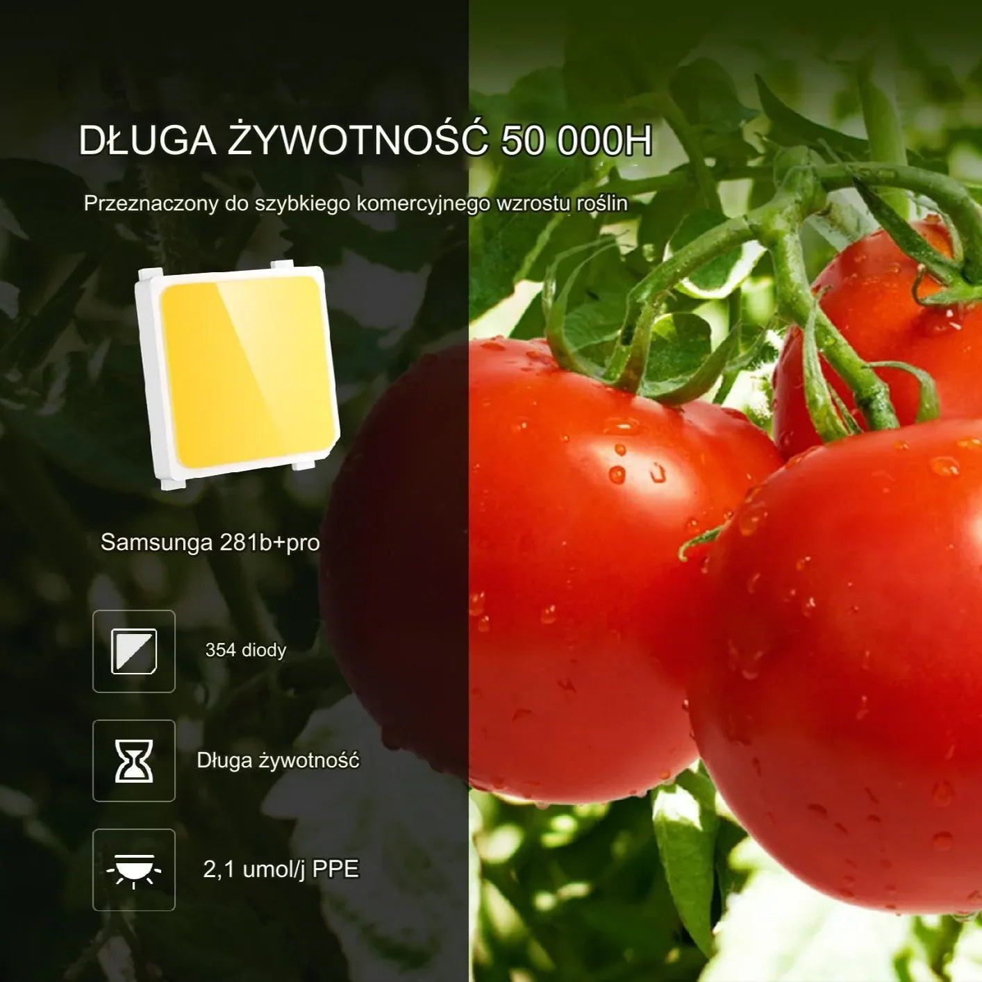 Lampa do wzrostu uprawy roślin panel led 300W - obrazek 2