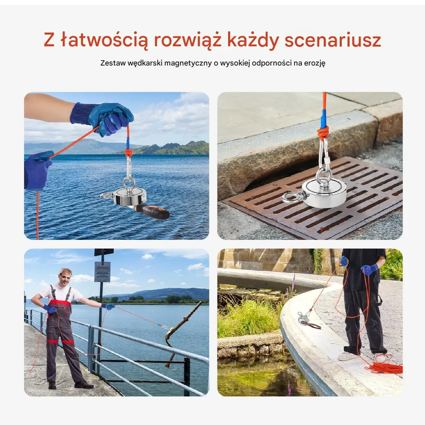 Zestaw do Łowienia na Magnes o Sile 635 kg - obrazek 5