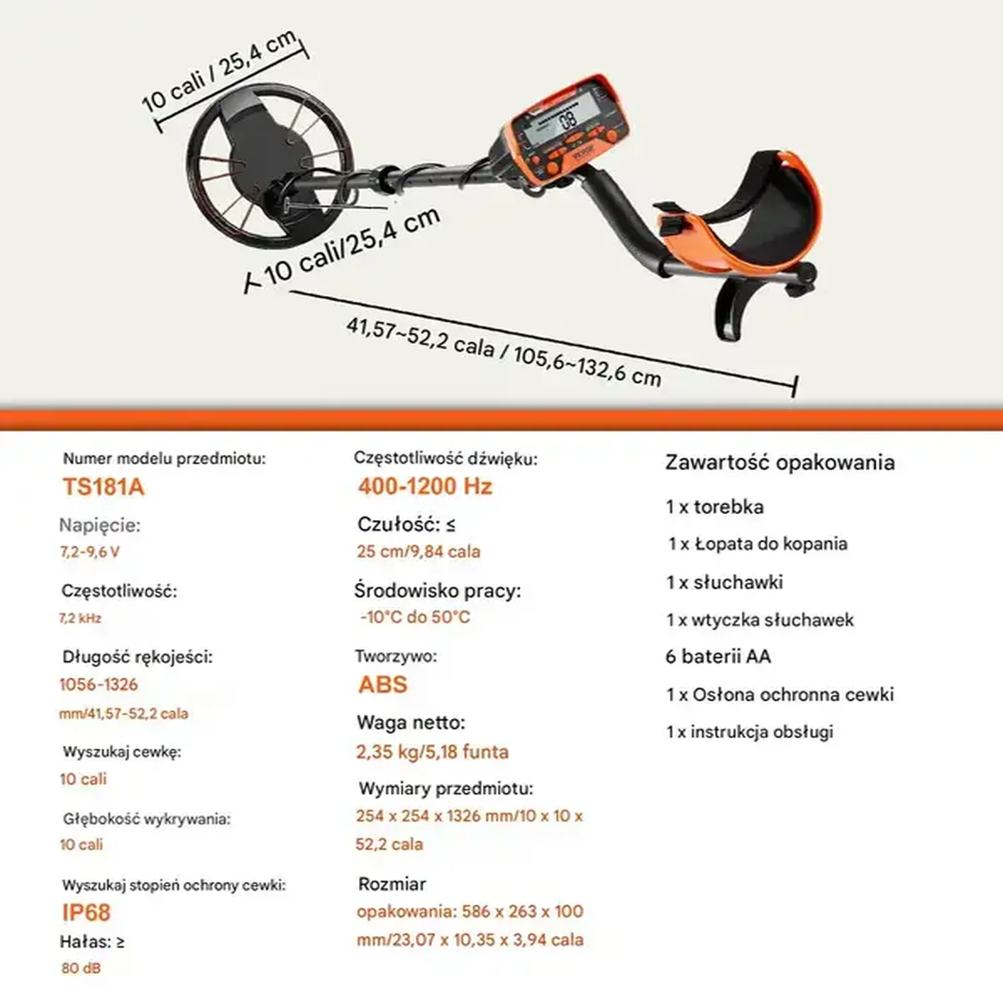 Wykrywacz metalu detektor profesjonalny 25,4 cm - obrazek 2