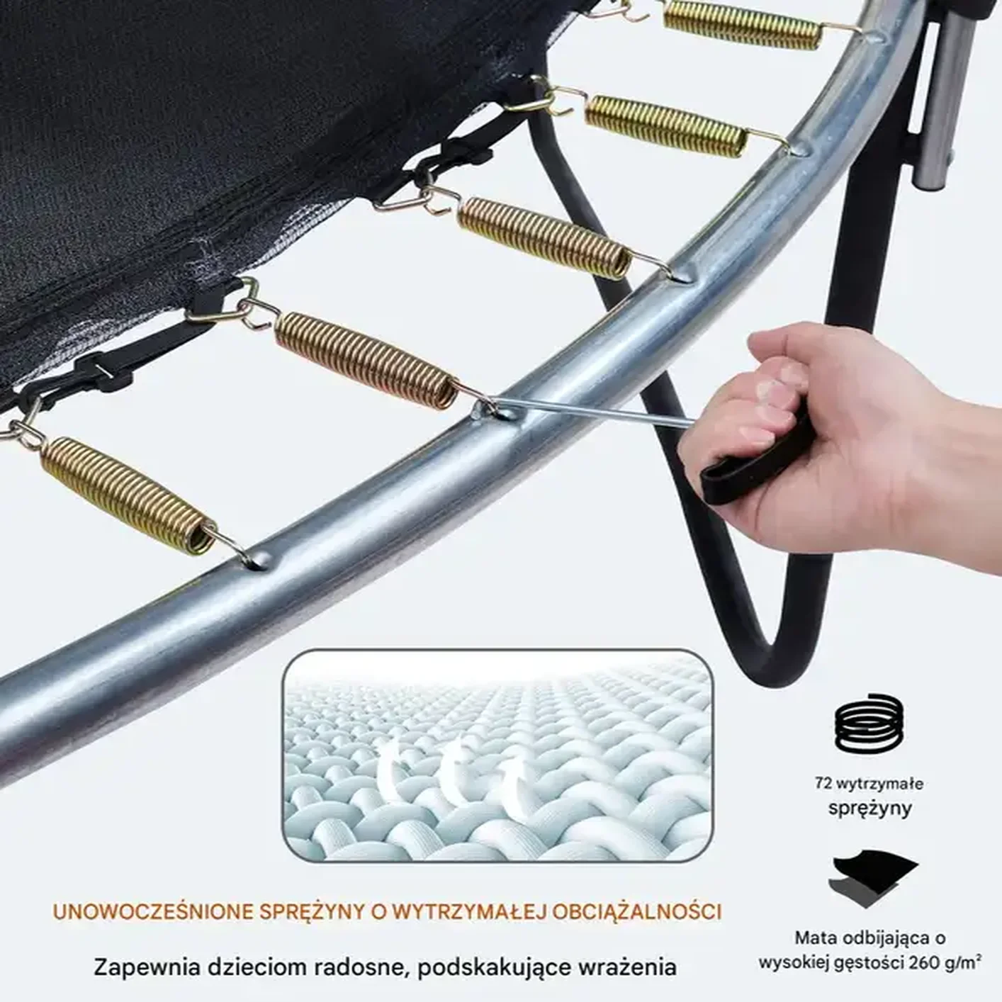 Trampolina ogrodowa z siatką wewnętrzną dla dzieci 442 cm - obrazek 6