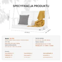 Huśtawka ogrodowa 120cm drewniana biała 400kg łańcuchy altana taras