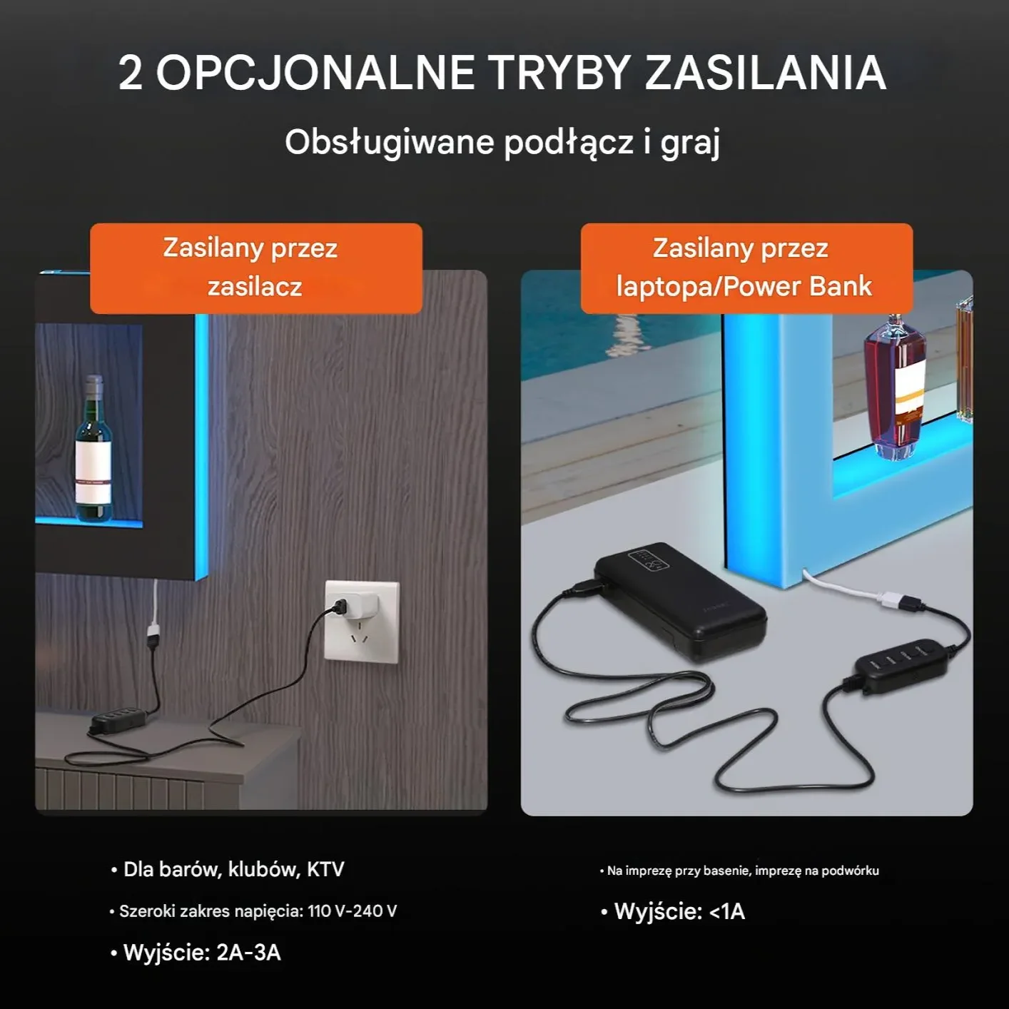 Podświetlana półka 122 cm LED z pilotem i sterowaniem aplikacją - obrazek 4