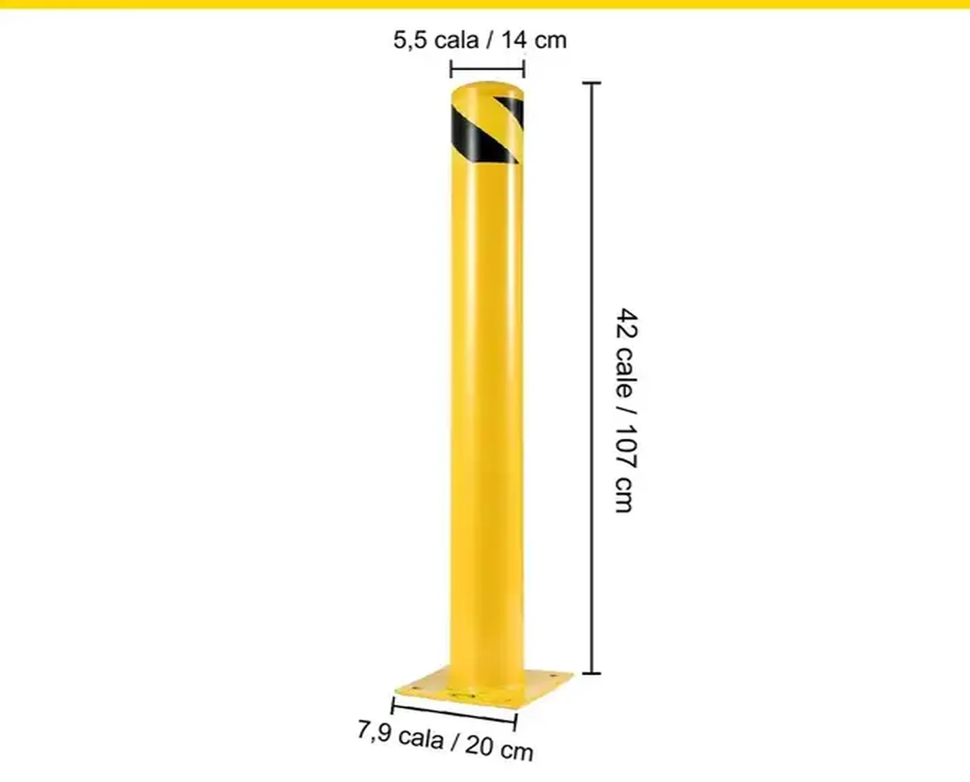 Słupek parkingowy ostrzegawczy drogowy metalowy odbojnica 107x20 cm - obrazek 2