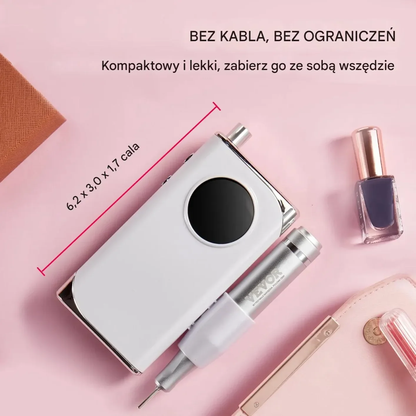 Frezarka do paznokci 40000RPM bezprzewodowa LCD – manicure/pedicure - obrazek 6