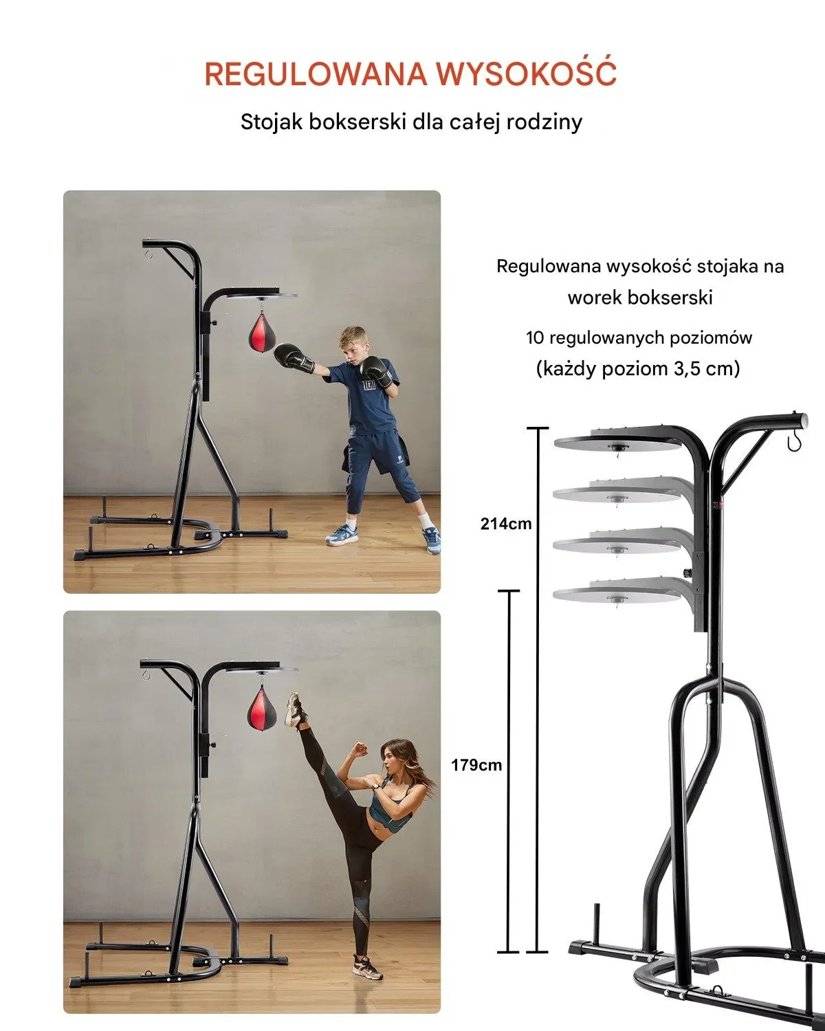 Stojak Bokserski 2w1 Uchwyt do Worków Treningowych Stalowy Profesjonalny - obrazek 2
