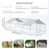 Duża Klatka Wybieg dla Kurczaków 8 x 3 x 2 m