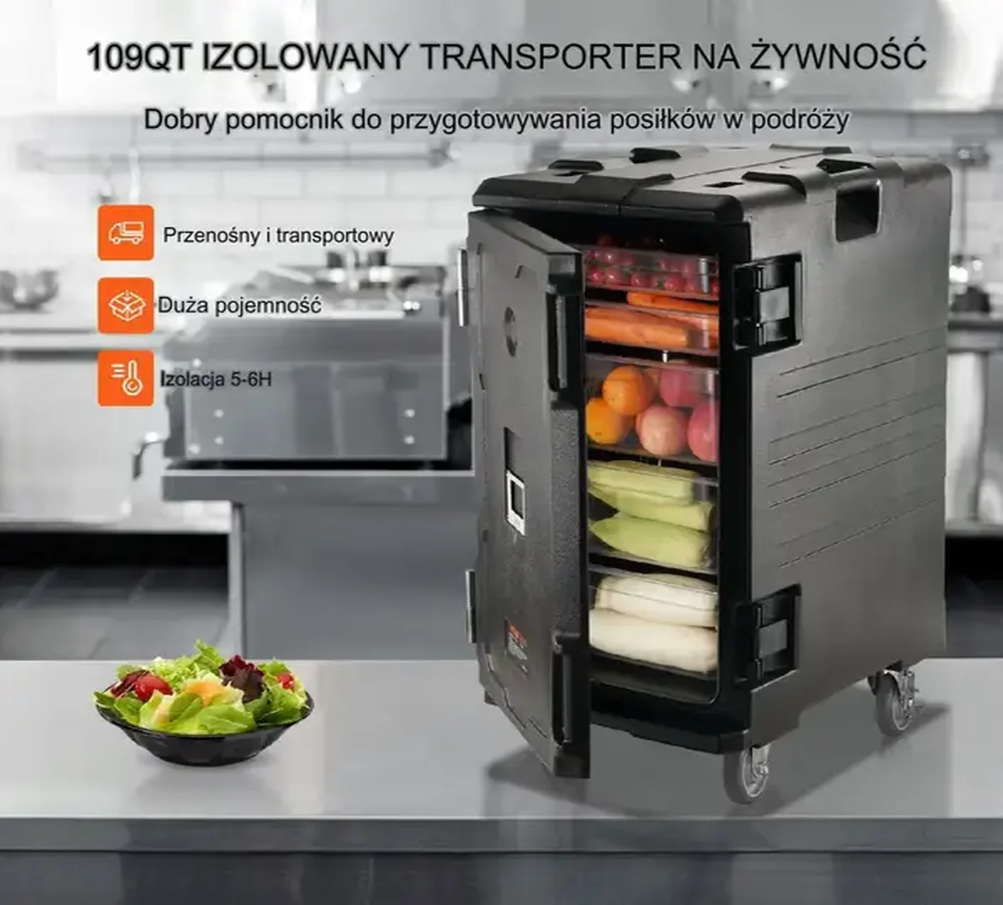 Pojemnik termiczny na żywność transporter cateringowy 120L - obrazek 2