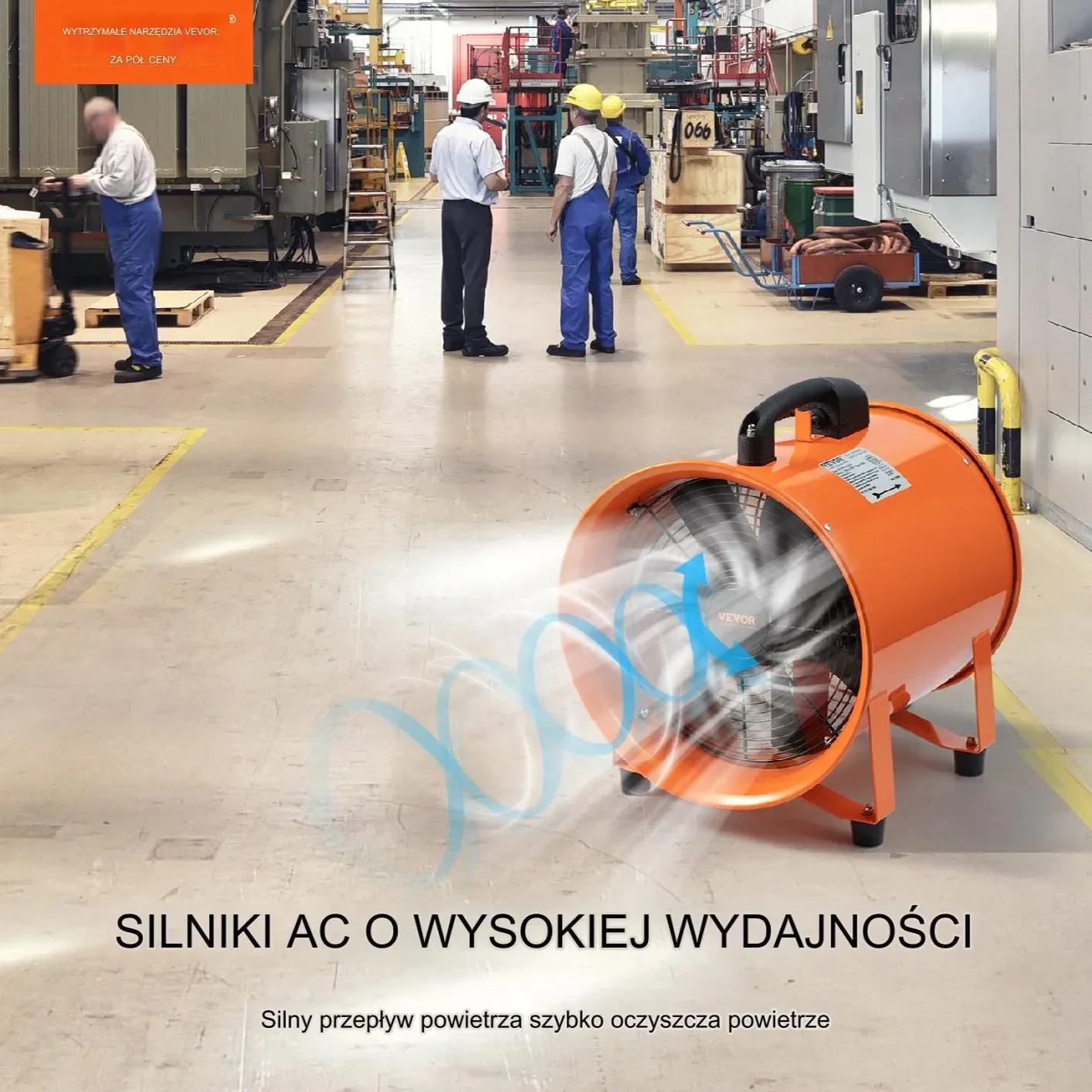 Przenośny Przemysłowy Wentylator Wyciągowy 304 mm Wąż 10 m - obrazek 3