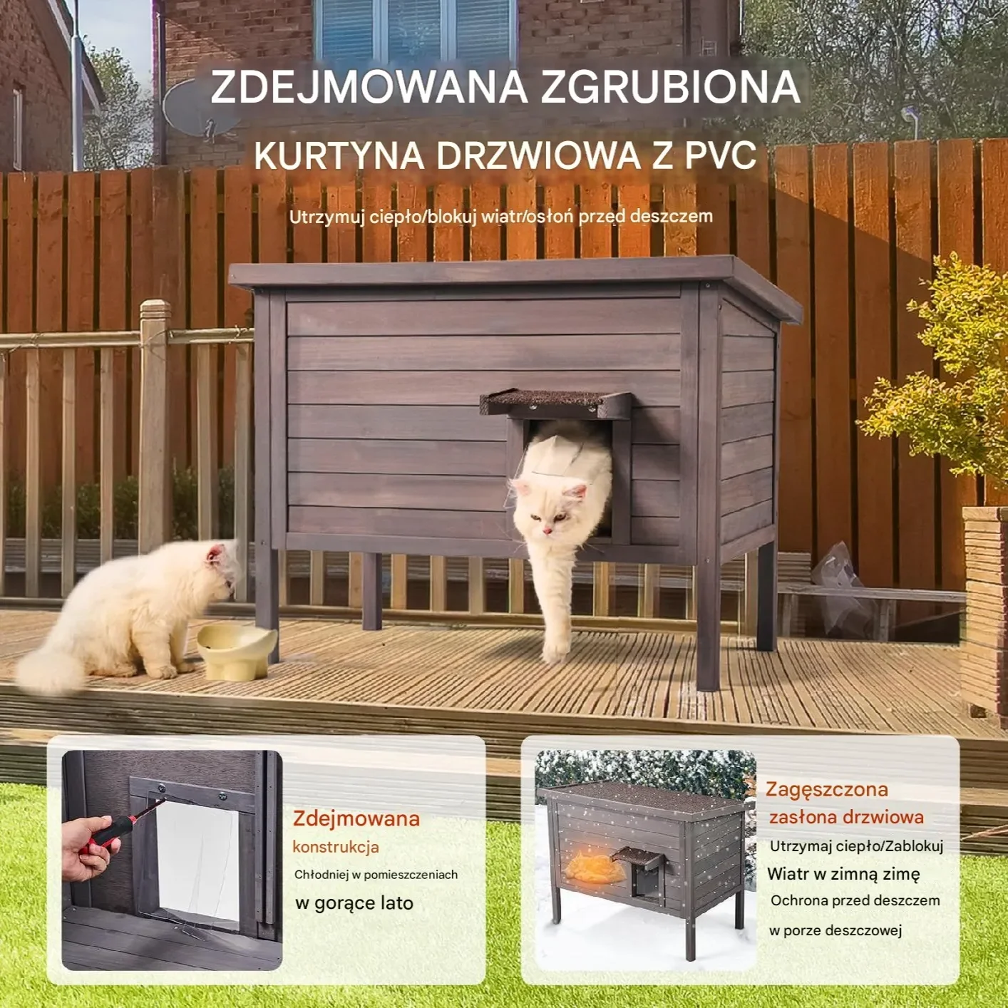 Zewnętrzny Dom dla Kota 89 cm - obrazek 3