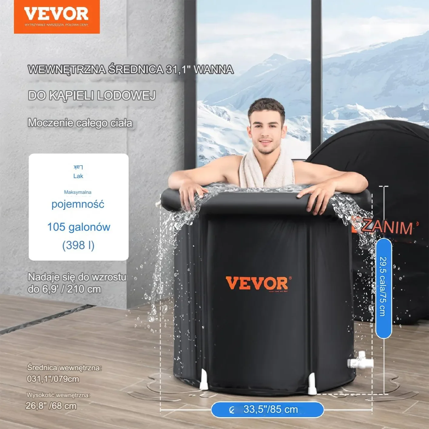 Wanna Bala do Kąpieli Lodowej Krioterapii Nadmuchiwana – 330 L - obrazek 6