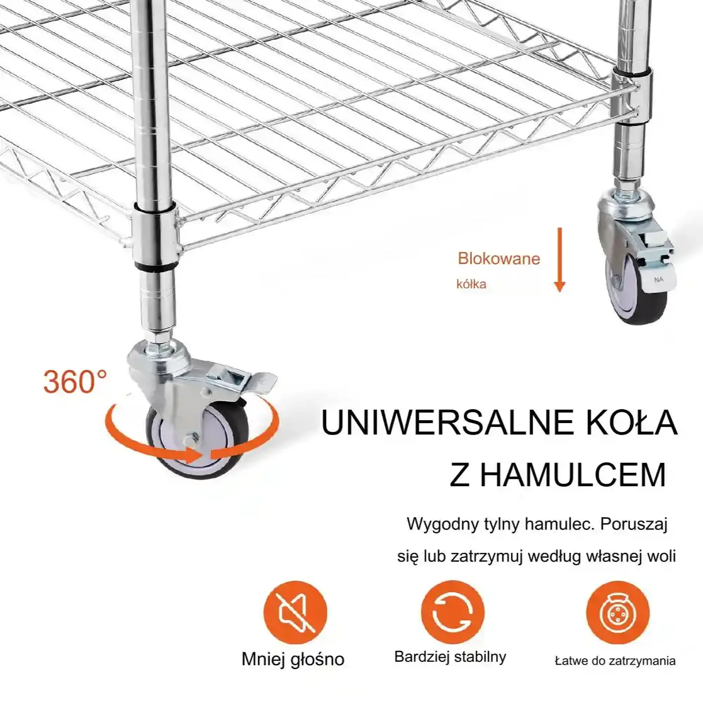 Regał wózek mobilny kuchenny stolik na kółkach blokada kółek 51x61x93 cm - obrazek 3