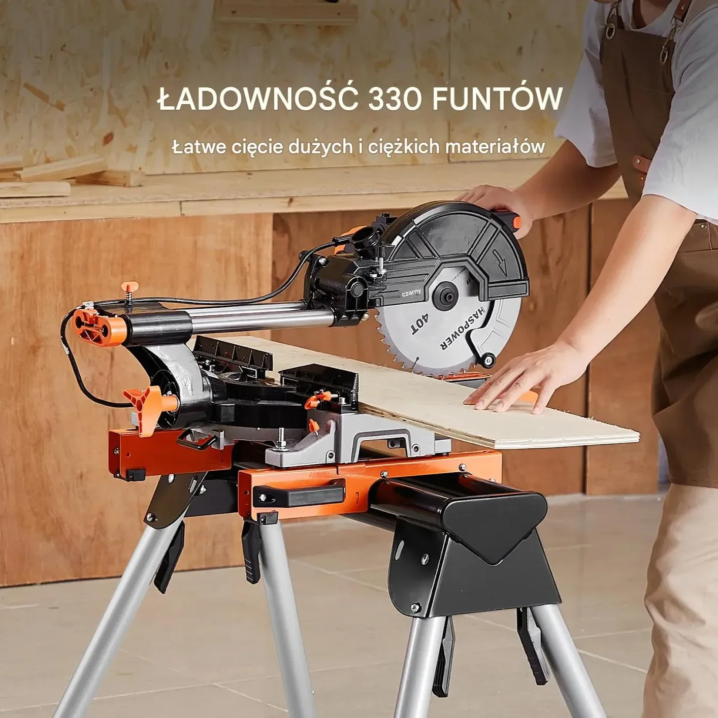 Stojak do piły tarczowej 150kg regulowana wysokość 74-83cm stalowy warsztat - obrazek 3