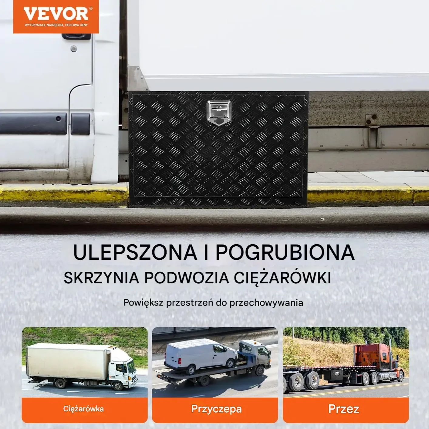 Skrzynia narzędziowa podwoziowa aluminiowa 45×121×43cm wodoodporna zamek - obrazek 2