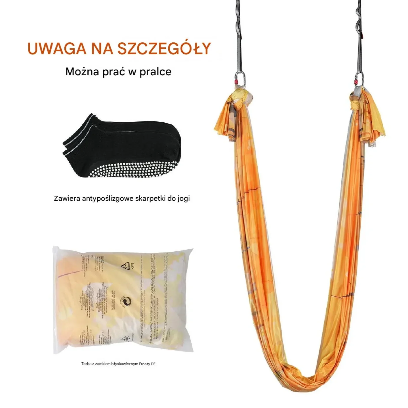 Zestaw Hamak do Aerial Yoga Złoty Gradient - obrazek 4