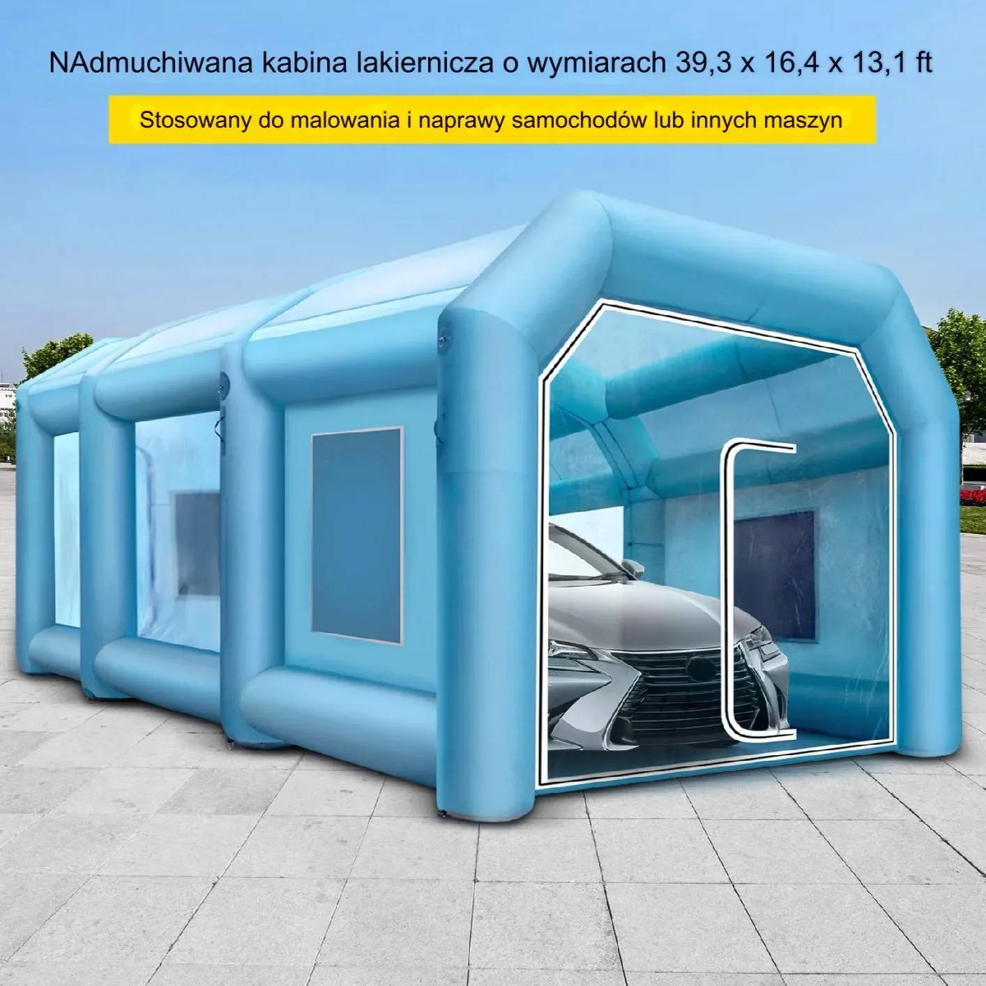 Nadmuchiwany namiot lakierniczy kabina 12x5x4 m - obrazek 6