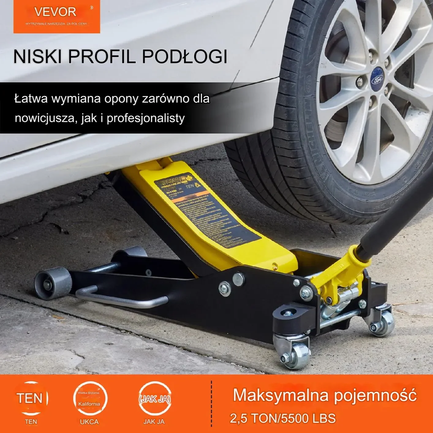 Podnośnik samochodowy hydrauliczny niskoprofilowy lewarek żaba 2.5 T - obrazek 13