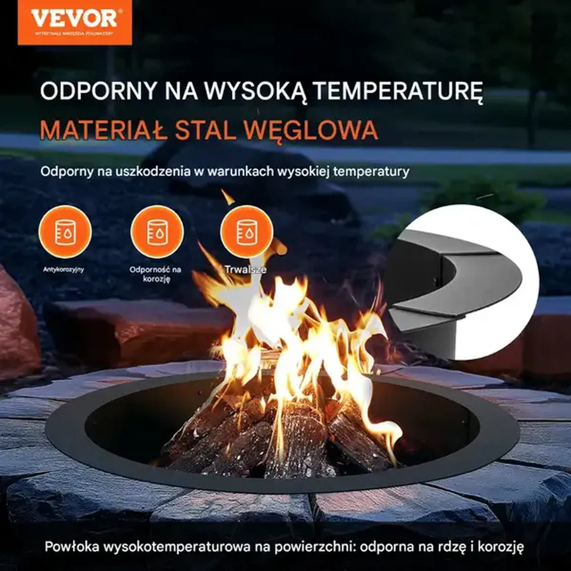 Wkład do paleniska ogrodowego pierścień paleniskowy palenisko ogrodowe 91cm - obrazek 2