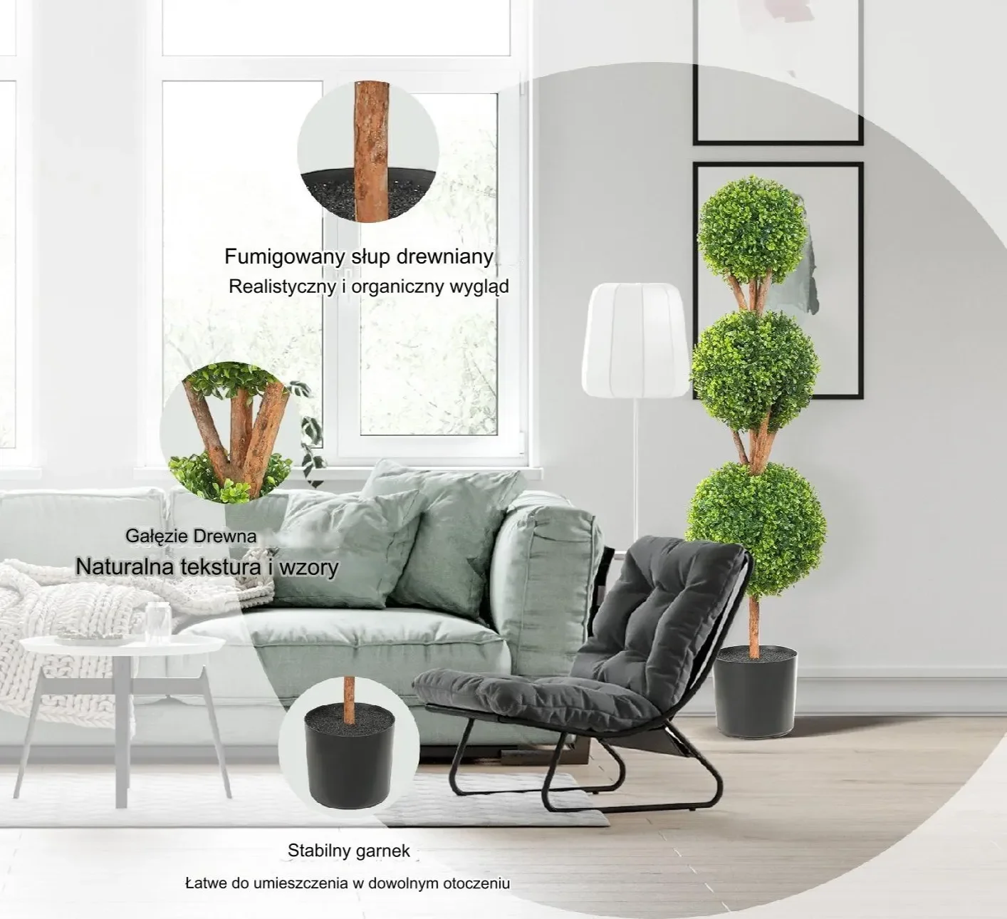 Sztuczne drzewka topiary 4 szt 120 cm dekoracja wnętrz i ogrodu - obrazek 4