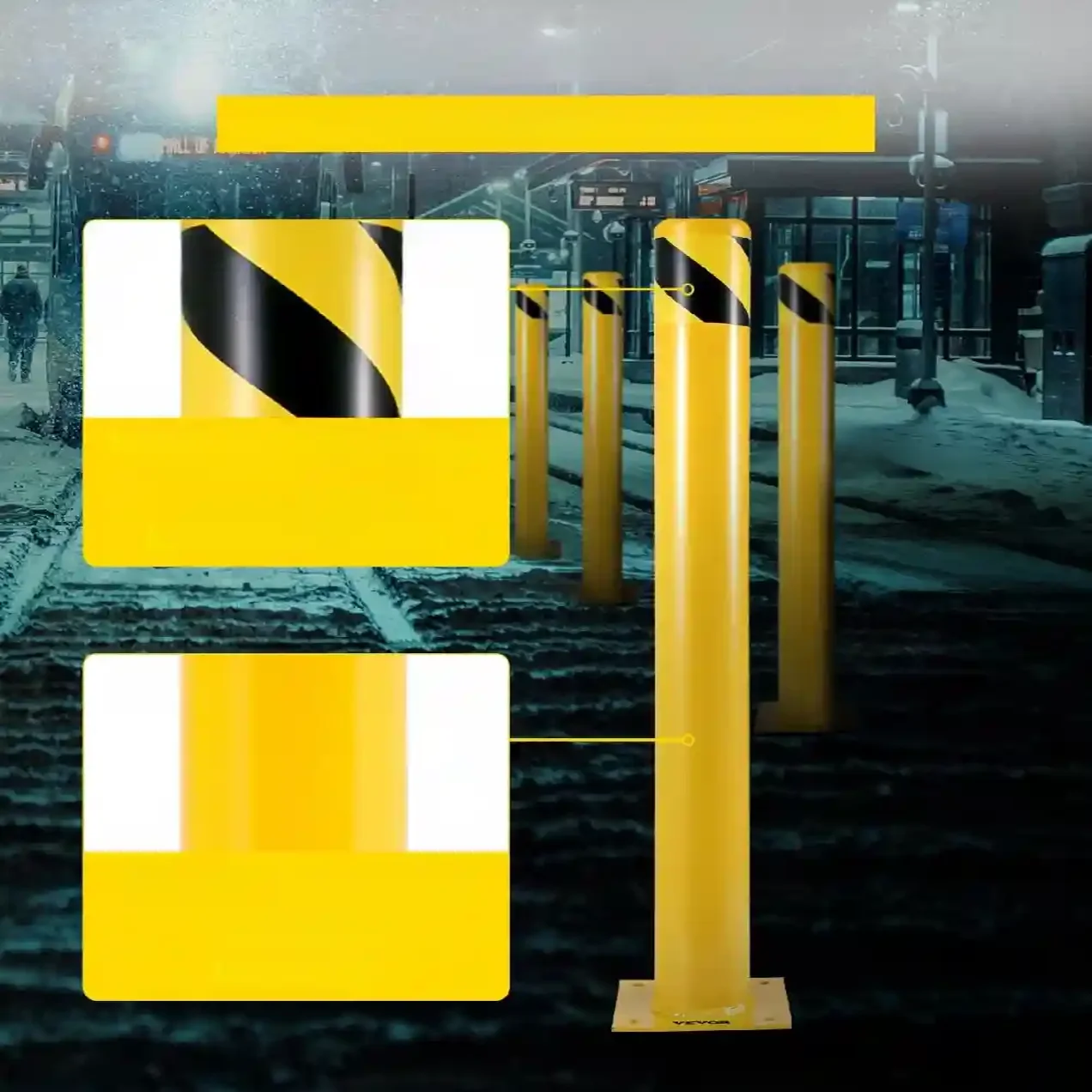 Słupki ochronne do parkingu 107cm żółte stalowe antykorozyjne - obrazek 3