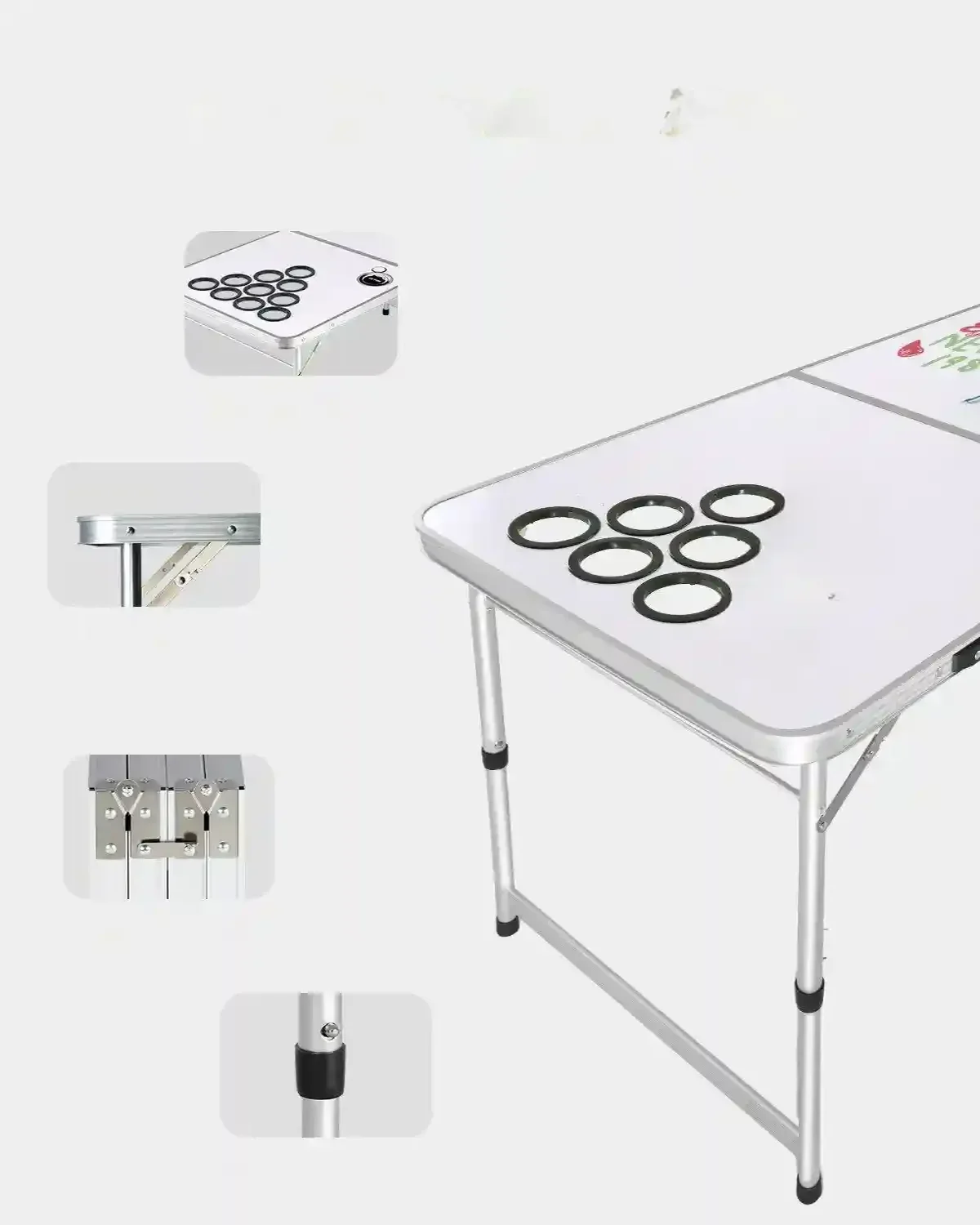 Stół do beer ponga 2.4m komplet kubki piłeczki impreza ogród przenośny - obrazek 4