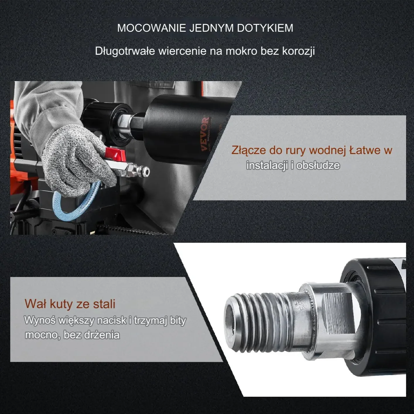 Wiertnica udarowa 3200W diamentowa 750obr z kołami – do betonu i żelbetu - obrazek 2