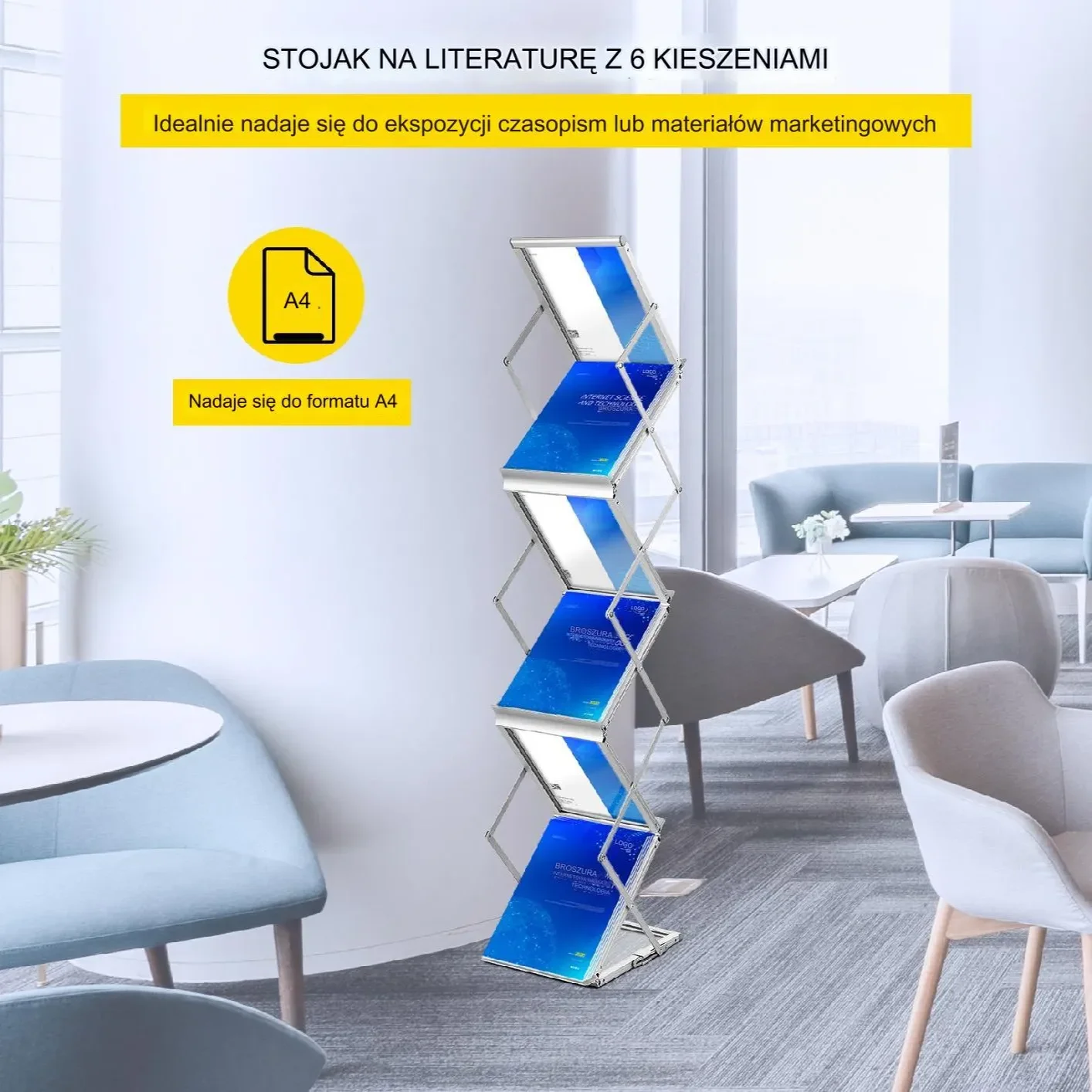 Stojak ekspozytor na ulotki menu informacyjny gazety a4 składany - obrazek 6