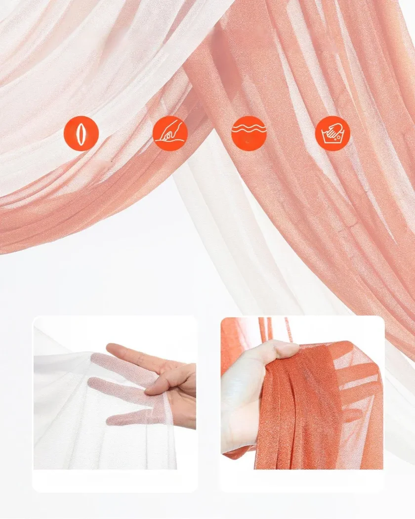 Dekoracja Ślubna - Komplet Kwiatów i Tkanin na Łuk 4-Częściowy Pomarańczowy - obrazek 5