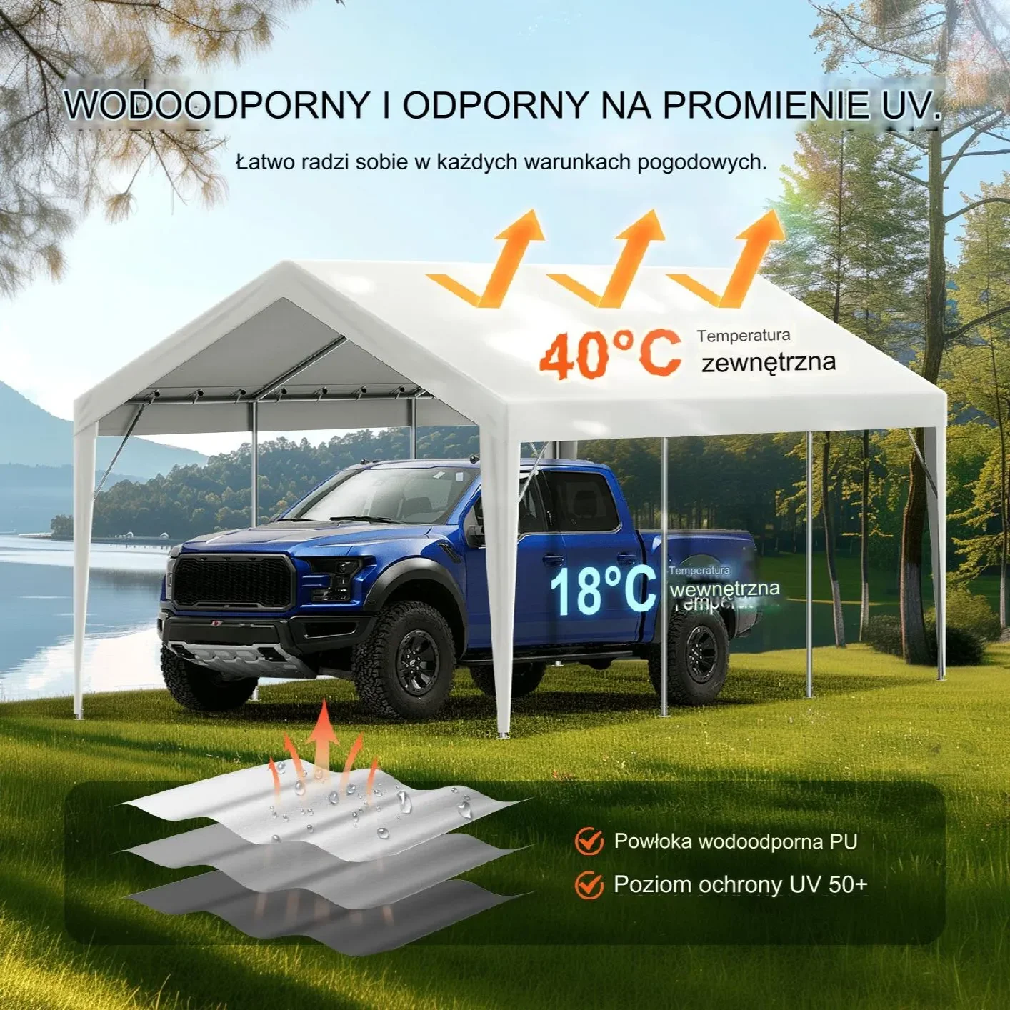 Wymienna Wiata do Garażu Biała - obrazek 2