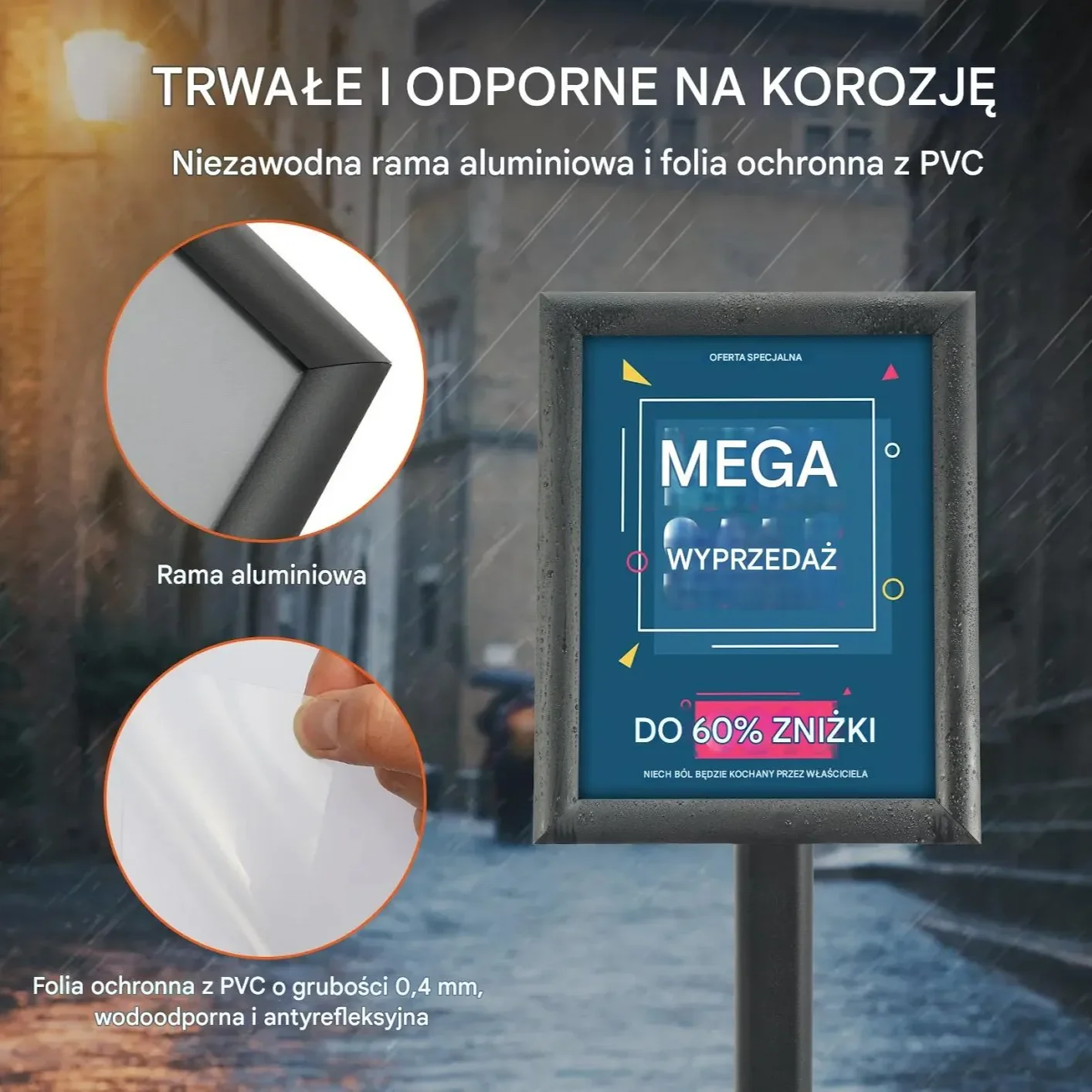 Stojak na plakat 279 x 216 mm regulowany metalowy – podłogowy do reklamy - obrazek 4