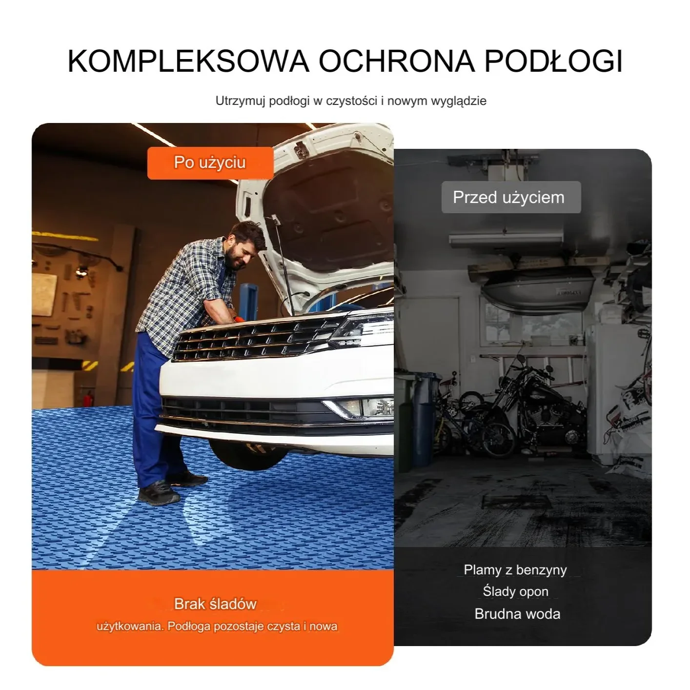 Płytki garażowe 30x30cm 50szt antypoślizgowe podwójna tekstura niebieskie - obrazek 3