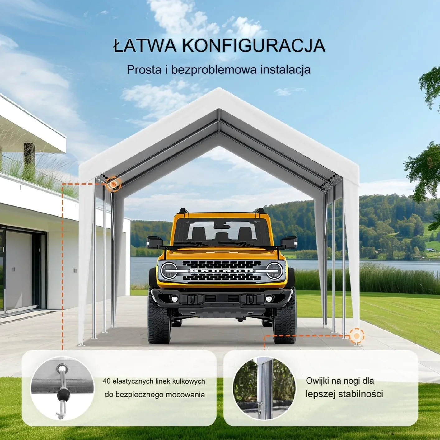 Wymienna Wiata do Garażu Biała - obrazek 4