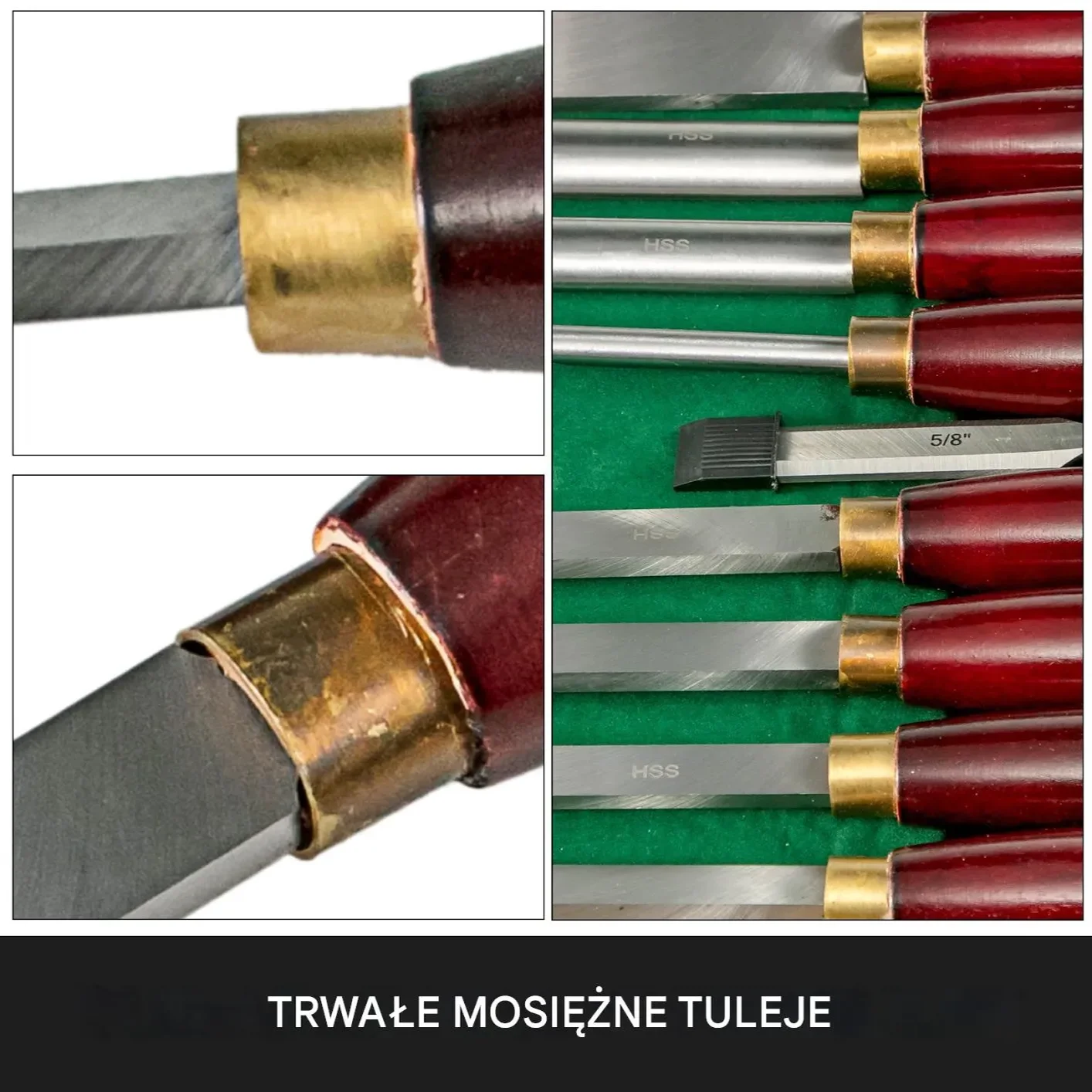 Dłuta do drewna zestaw 8szt dłuta tokarskie 7/9" rzeźba meble - obrazek 3