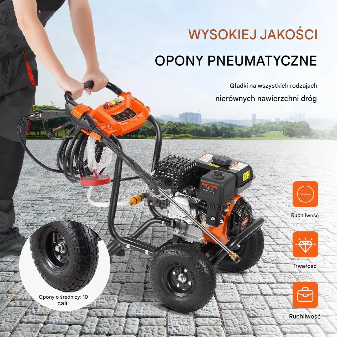 Myjka spalinowa 3500 PSI 10L/min 5 dysz - do samochodów i myjni - obrazek 3