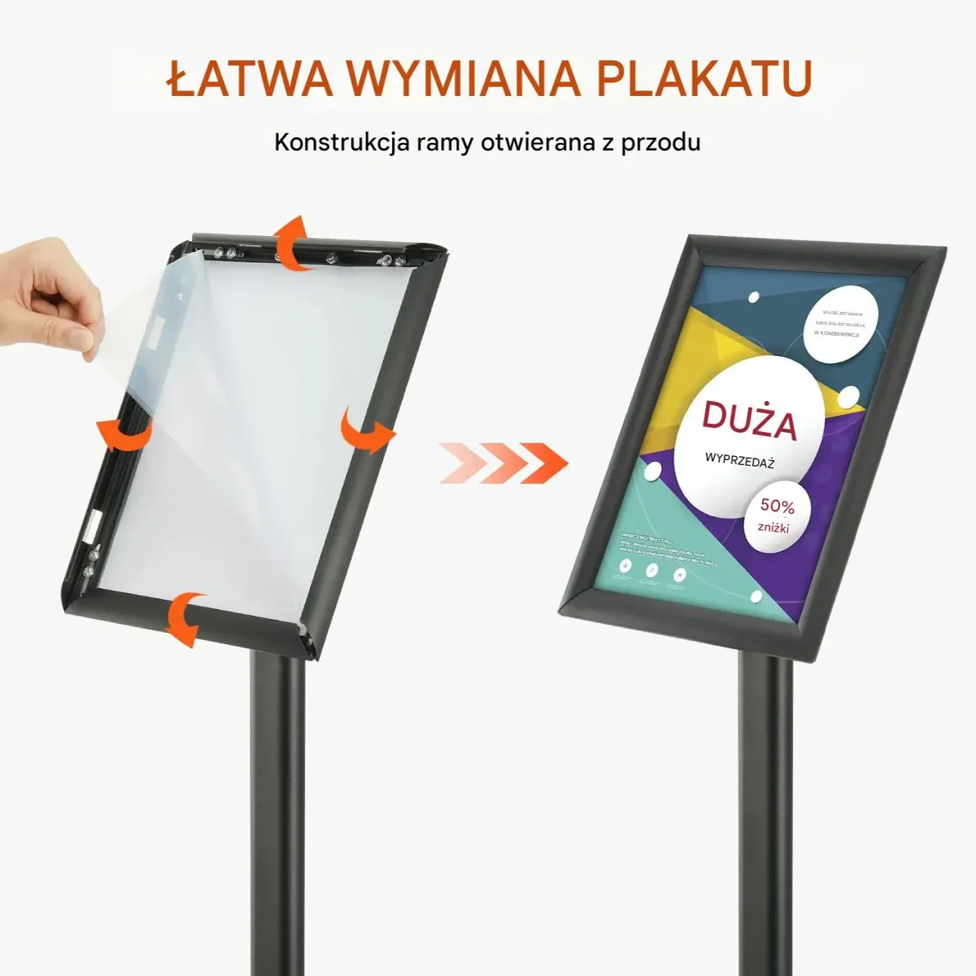 Stojak na plakat 279 x 216 mm regulowany metalowy – podłogowy do reklamy - obrazek 5