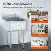 Zlew gastronomiczny basen zlewozmywak gospodarczy 61x61 cm