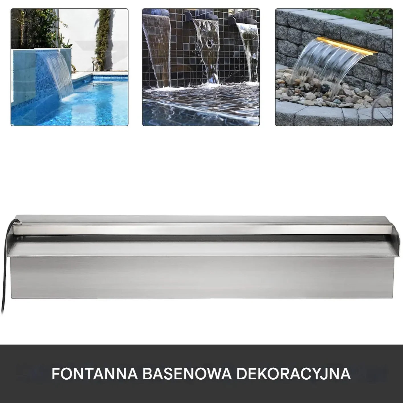 Fontanna kaskadowa 45cm nierdzewna z led basen staw koi oświetlenie zdalnie - obrazek 6