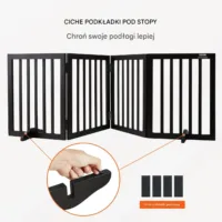 Bramka dla psa składana 4-panelowa, brązowa, 50x61 cm, szer. do 204 cm