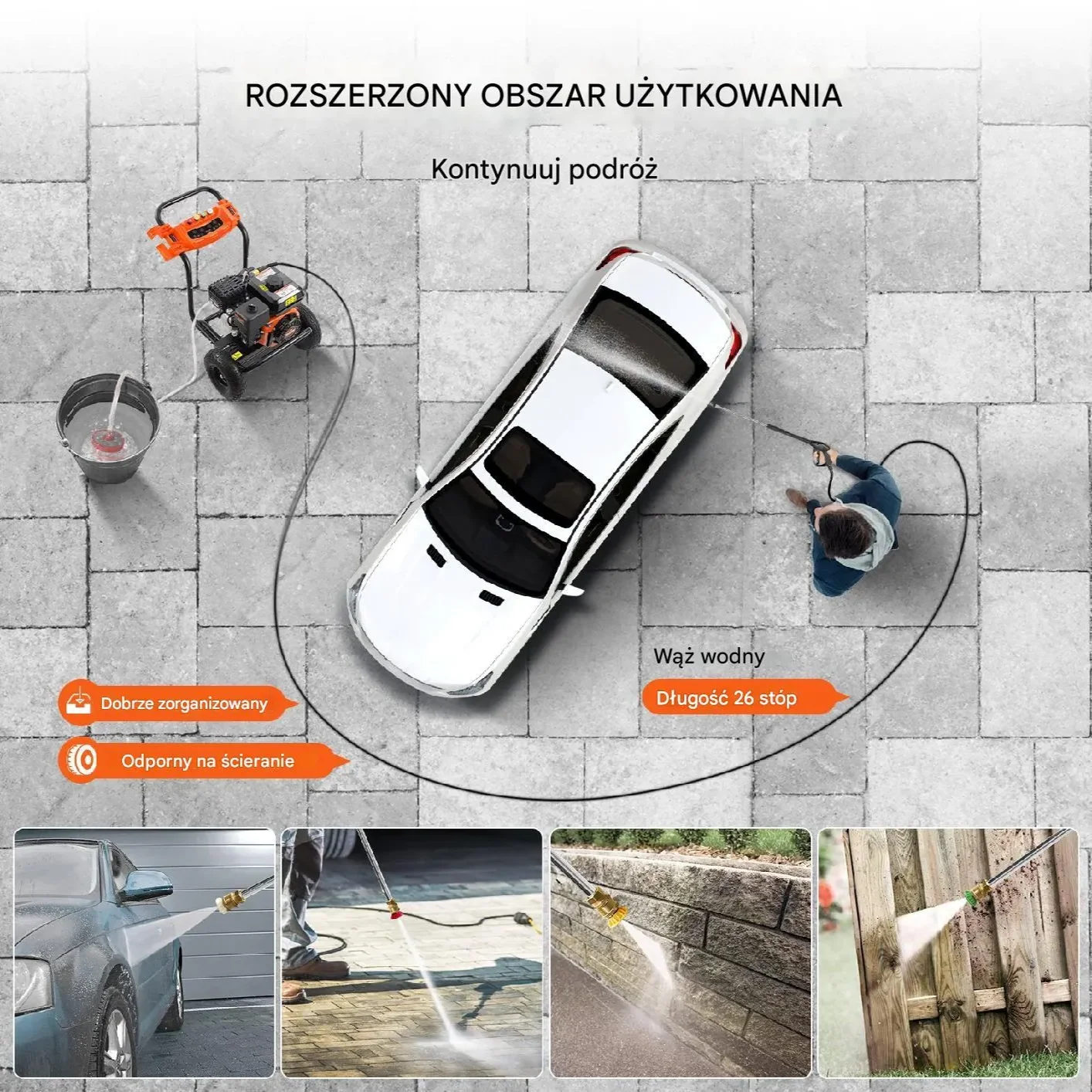 Myjka spalinowa 3500 PSI 10L/min 5 dysz - do samochodów i myjni - obrazek 4