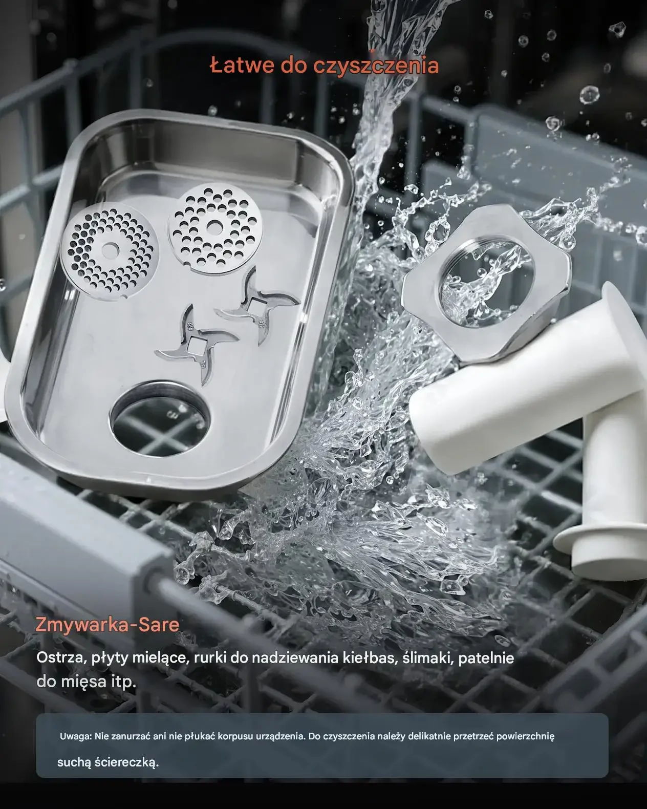 Maszynka do mięsa elektryczna 4,2 kg/min 1100W stal kiełbasy - obrazek 5